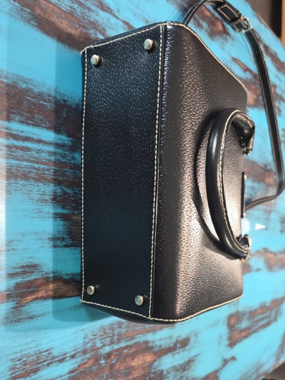 kate spade Black Pebbled Leather Satchel with Gold-Tone Accents - Picture 5 of 5